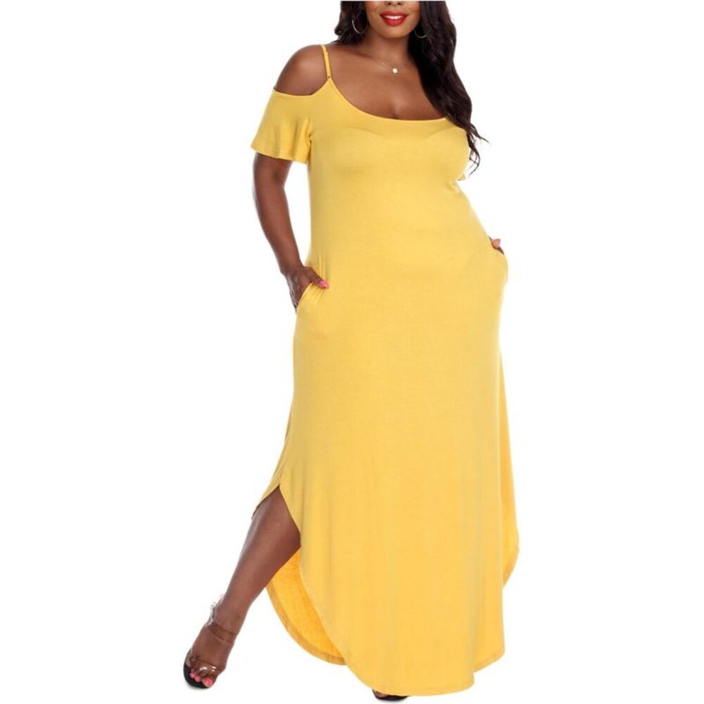 White Mark Womens Lexi Maxi Dress, Yellow, Plus Size, 2X, DM